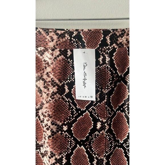 Asos Faux Vegan Leather Brown Animal Snake Print Mini Skirt NWT Small Women - Picture 7 of 12